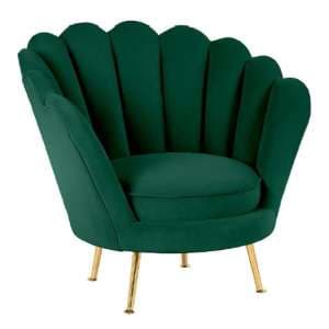 Quilla Velvet Tub Chair In Green With Gold Metal Legs - UK