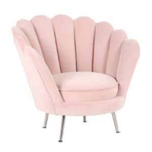 Quilla Velvet Tub Chair In Light Pink With Chrome Metal Legs - UK