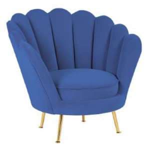 Quilla Velvet Tub Chair In Royal Blue With Gold Metal Legs - UK