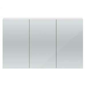 Quincy 135cm Mirrored Cabinet In Gloss White With 3 Doors - UK