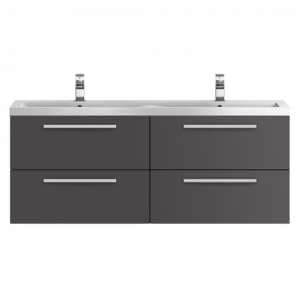 Quincy 144cm Wall Hung Vanity With Basin In Gloss Grey
