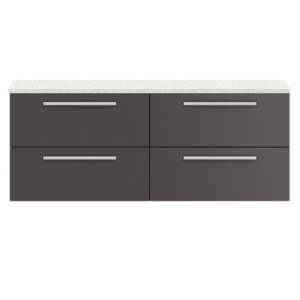 Quincy 144cm Wall Vanity With White Worktop In Gloss Grey