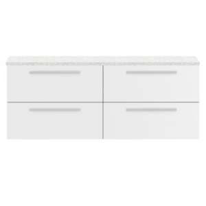 Quincy 144cm Wall Vanity With White Worktop In Gloss White