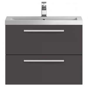 Quincy 72cm Wall Hung Vanity With Basin In Gloss Grey - UK