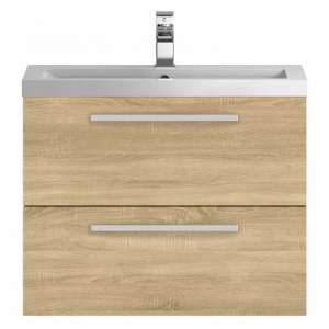 Quincy 72cm Wall Hung Vanity With Basin In Natural Oak - UK