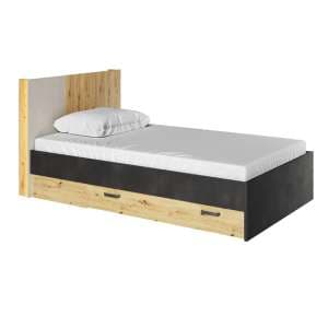 Quincy Kids Wooden Single Bed 2 Drawers In Artisan Oak And LED - UK
