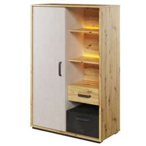 Quincy Kids Wooden Storage Cabinet In Artisan Oak And LED - UK