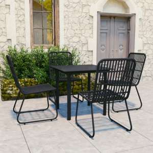 Quincy Small Rattan And Glass 5 Piece Dining Set In Black - UK