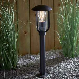 Quinn Outdoor Clear Shade Floor Post In Textured Black