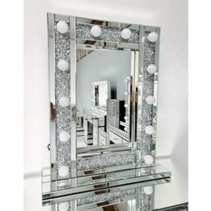 Quita Small Crushed Glass Dressing Mirror With Lights