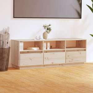 Qwara Pine Wood TV Stand With 3 Drawers In Natural - UK