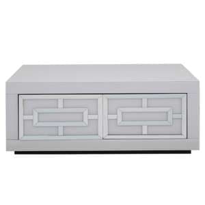 Qwin White Glass Coffee Table Coffee Table With 2 Drawers