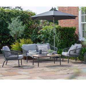 Racine Outdoor Lounger Set With Coffee Table In Natural - UK