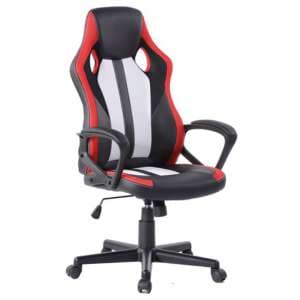 Randolph Faux Leather Gaming Chair In Black And Red