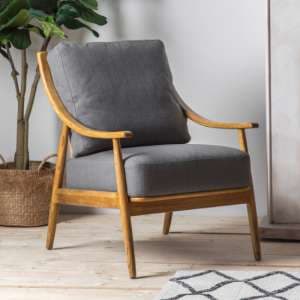 Radiant Fabric Armchair With Wooden Frame In Dark Grey