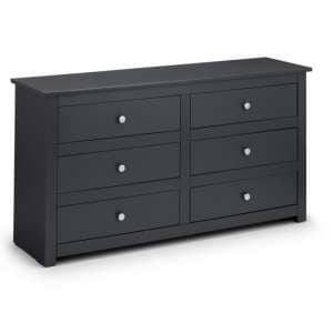 Raddix Wide Chest Of Drawers In Anthracite With 6 Drawers - UK