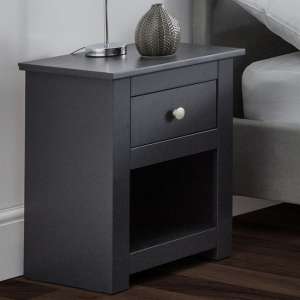 Raddix Wooden Bedside Cabinet In Anthracite With 1 Drawer - UK