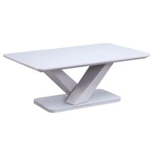 Raffle Glass Coffee Table With Steel Base In Matt Light Grey - UK