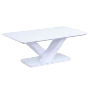 Raffle Glass Coffee Table With Steel Base In White High Gloss
