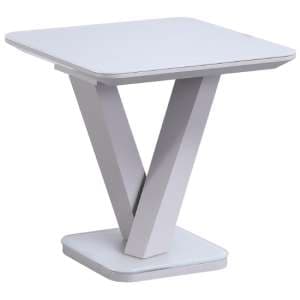 Raffle Glass Lamp Table With Steel Base In Matt Light Grey - UK