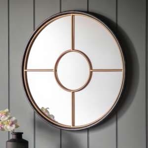Raga Large Round Wall Mirror In Black And Gold Frame - UK