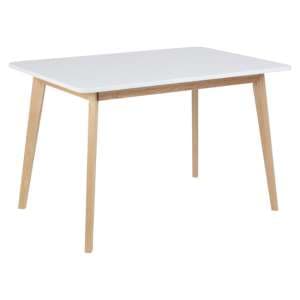 Rahway Wooden Dining Table Rectangular In White And Oak - UK