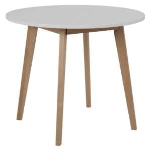 Rahway Wooden Dining Table Round In White And Oak - UK