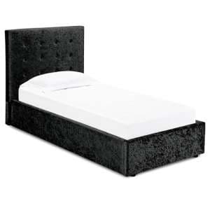 Raimi Crushed Velvet Ottoman Single Bed In Black