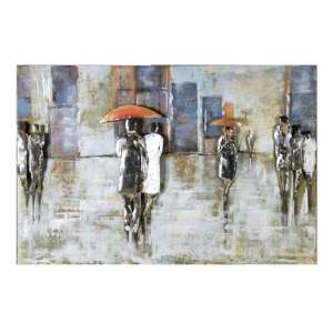 Rainy Day 3D Picture Metal Wall Art In Blue And Grey - UK
