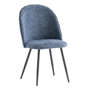 Raisa Fabric Dining Chair In Blue With Black Legs - UK