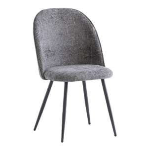 Raisa Fabric Dining Chair In Graphite With Black Legs - UK