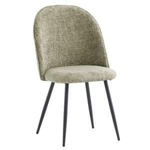 Raisa Fabric Dining Chair In Olive With Black Legs - UK