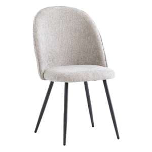 Raisa Fabric Dining Chair In Silver With Black Legs - UK
