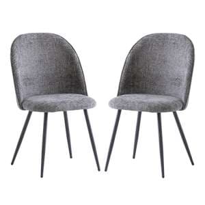 Raisa Graphite Fabric Dining Chairs With Black Legs In Pair - UK