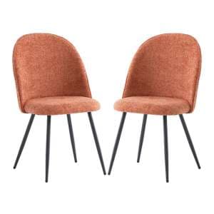 Raisa Rust Fabric Dining Chairs With Black Legs In Pair - UK