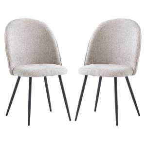 Raisa Silver Fabric Dining Chairs With Black Legs In Pair