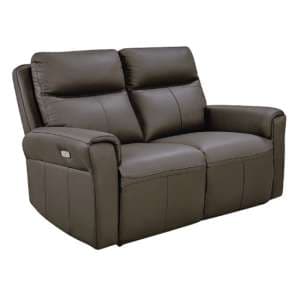 Raivis Leather Electric Recliner 2 Seater Sofa In Ash - UK