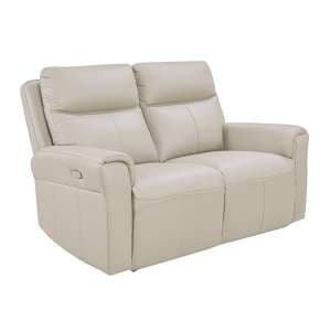 Raivis Leather Electric Recliner 2 Seater Sofa In Stone - UK