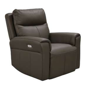 Raivis Leather Electric Recliner Armchair In Ash