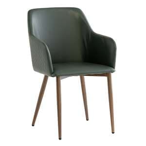 Ralph Faux Leather Dining Chair In Dark Green - UK