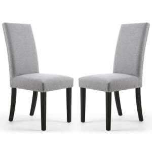 Rabat Silver Grey Linen Dining Chairs And Black Legs In Pair - UK