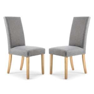 Rabat Silver Grey Linen Dining Chairs And Natural Leg In Pair - UK