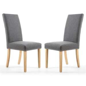 Rabat Steel Grey Linen Dining Chairs And Natural Legs In Pair - UK