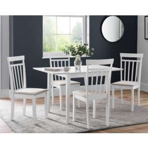 Ranee Extending Dining Table With 4 Coast Chairs In White