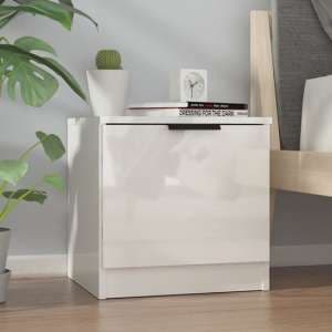 Ranya High Gloss Bedside Cabinet With 1 Door In White