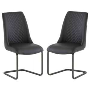 Revila Grey Faux Leather Dining Chair In A Pair - UK