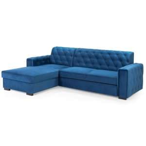 Ravello Plush Velvet Sofa Bed Left Hand In Blue