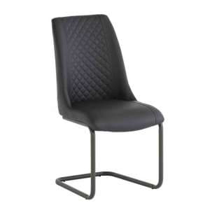 Revila Faux Leather Dining Chair In Grey - UK