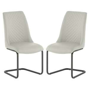 Revila Stone Faux Leather Dining Chairs In Pair - UK