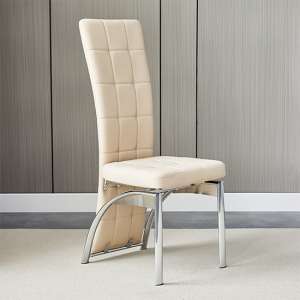 Ravenna Faux Leather Dining Chair In Taupe With Chrome Legs - UK